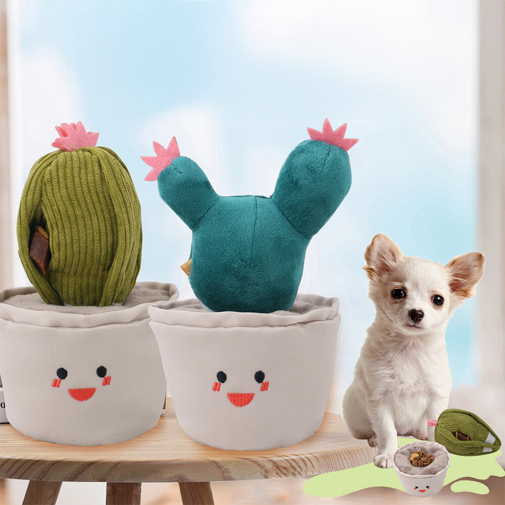 Jouet interactif pour chien en peluche Cactus, jouet interactif à alimentation lente