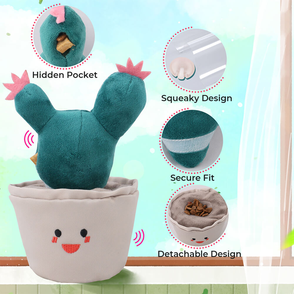 Jouet interactif pour chien en peluche Cactus, jouet interactif à alimentation lente