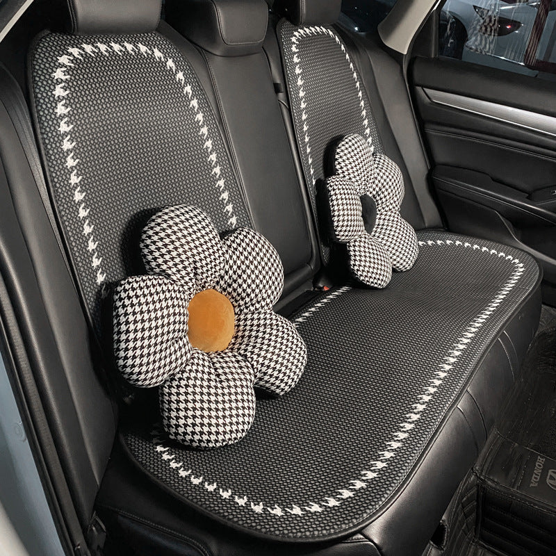 Deluxe Houndstooth Breathable Mesh Car Seat Cover Full Set