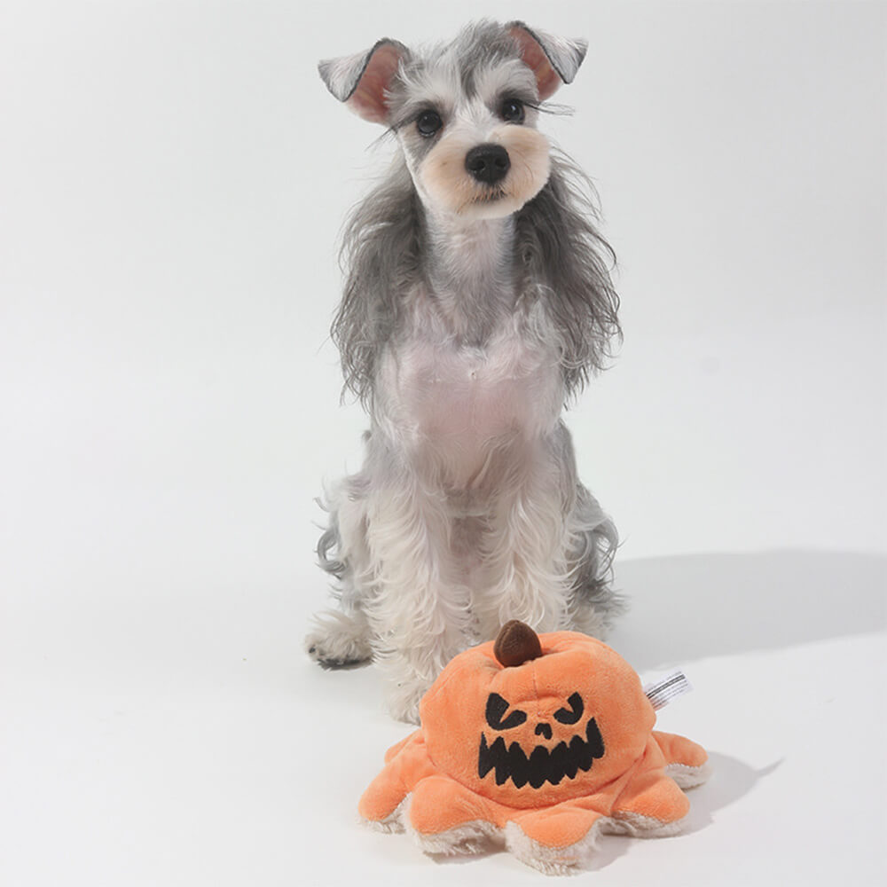 Halloween-Piraten-Kürbis-Oktopus, wendbares Flip-Plüsch-Hundespielzeug