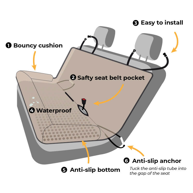 Protección del asiento trasero del asiento de seguridad del coche para perros de viaje