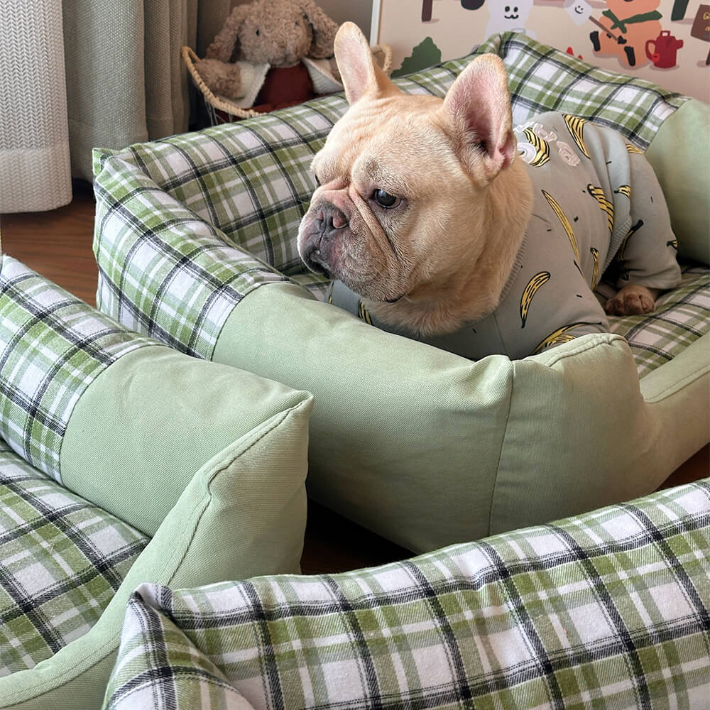 Gingham Leisure Removable Thickened Bolster Dog & Cat Bed