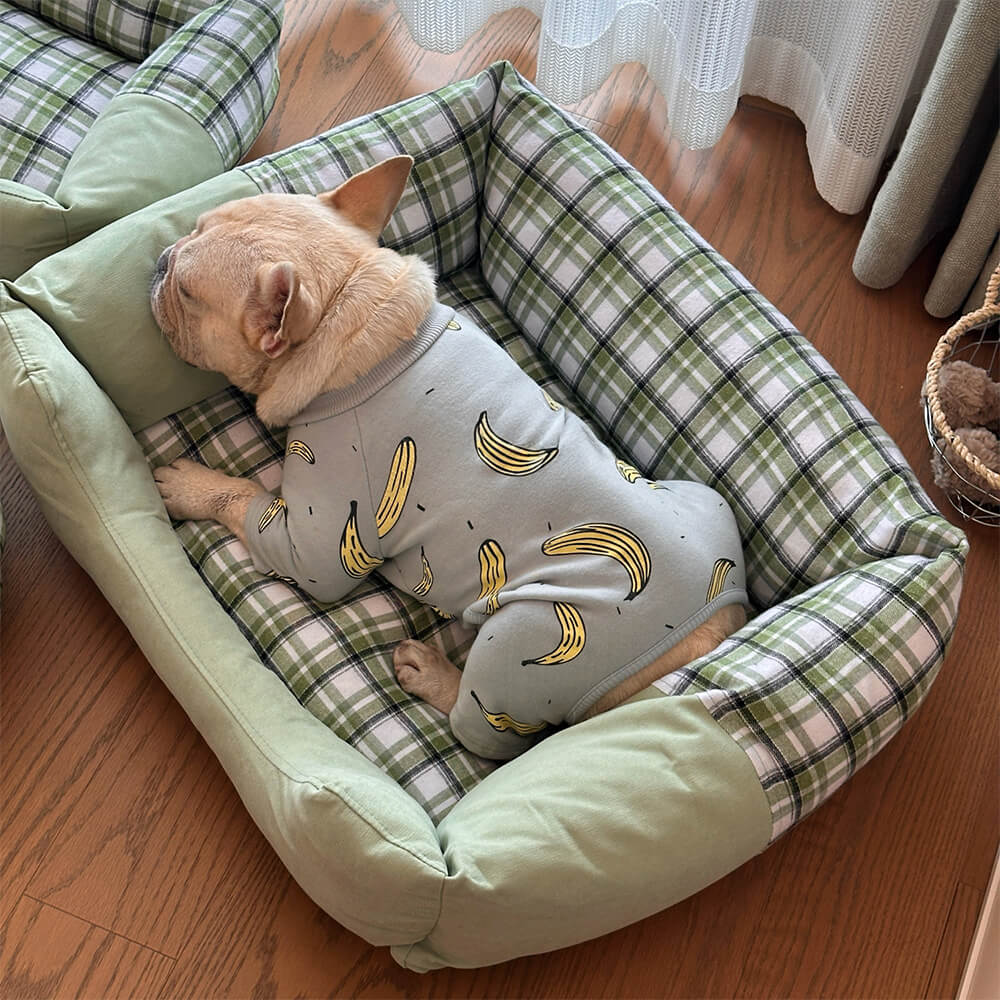 Gingham Leisure Removable Thickened Bolster Dog & Cat Bed