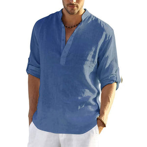 Men's Cotton Linen Shirt Long Sleeve Hippie Casual Beach T Shirts