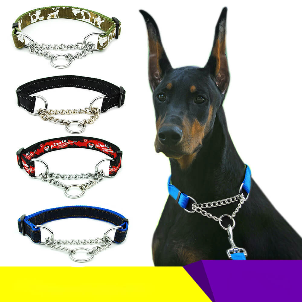 Multicolor Nylon Sliding Chain Dog Collar