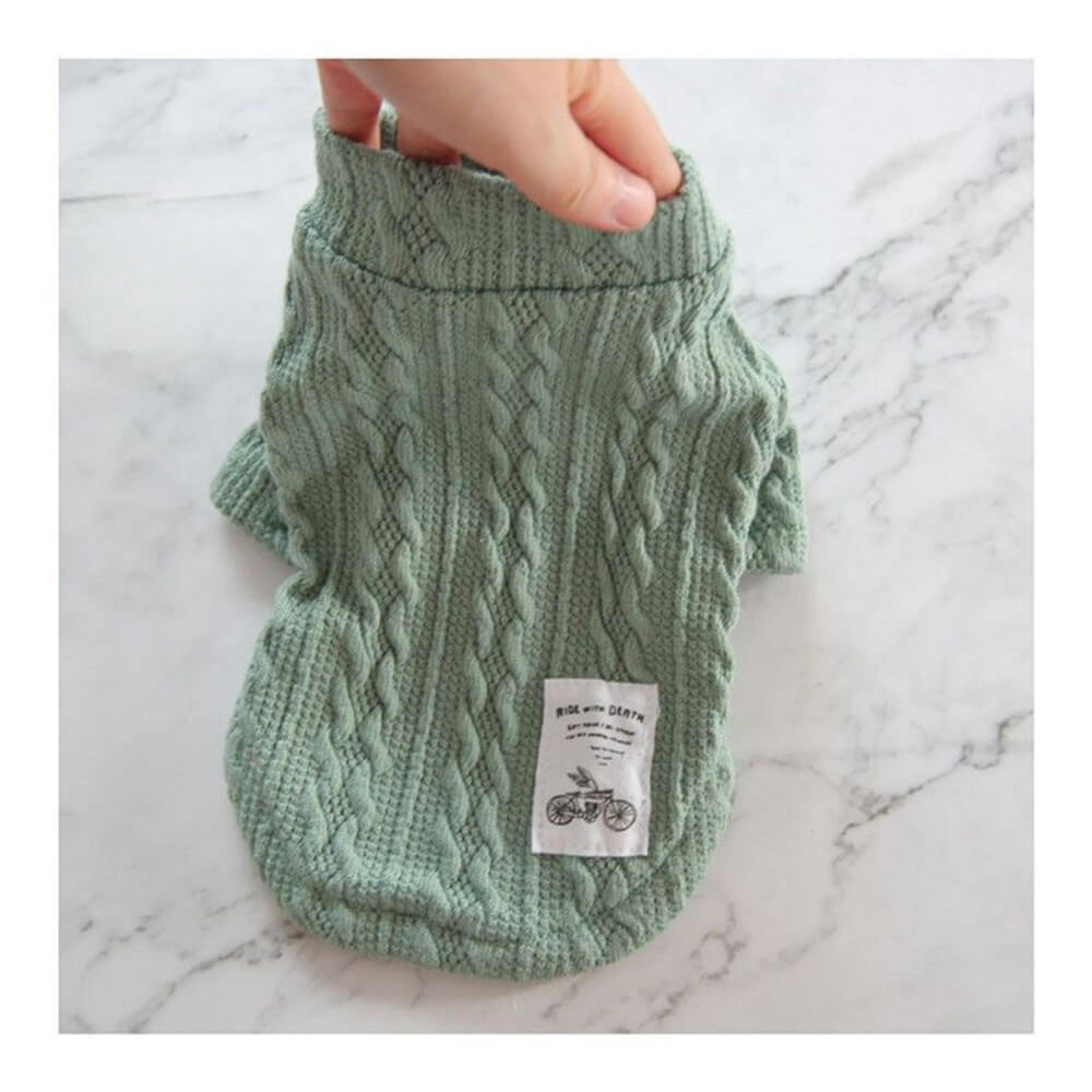 Cozy and Stylish Cable Knit Dog Sweater - Perfect for Chilly Days