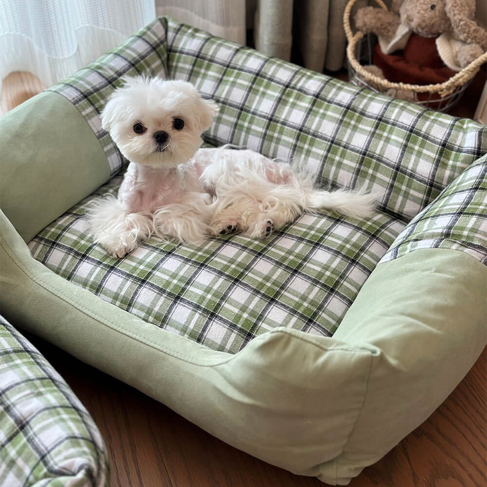 Gingham Leisure Removable Thickened Bolster Dog & Cat Bed