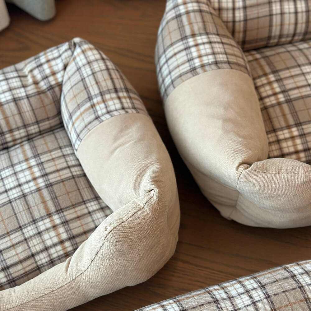 Gingham Leisure Removable Thickened Bolster Dog & Cat Bed