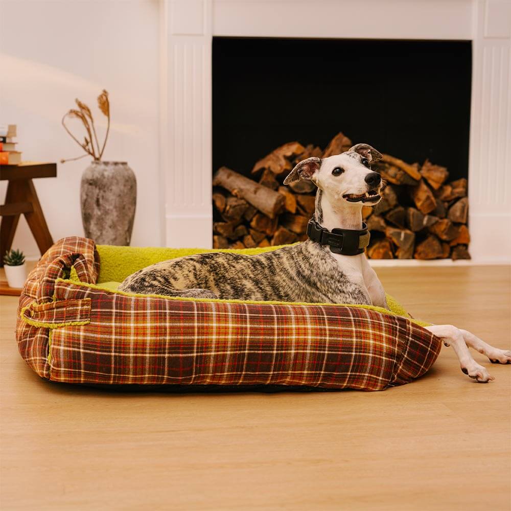 Grands lits pour chiens à couverture pliante en tartan vintage lavable - Avocuddle