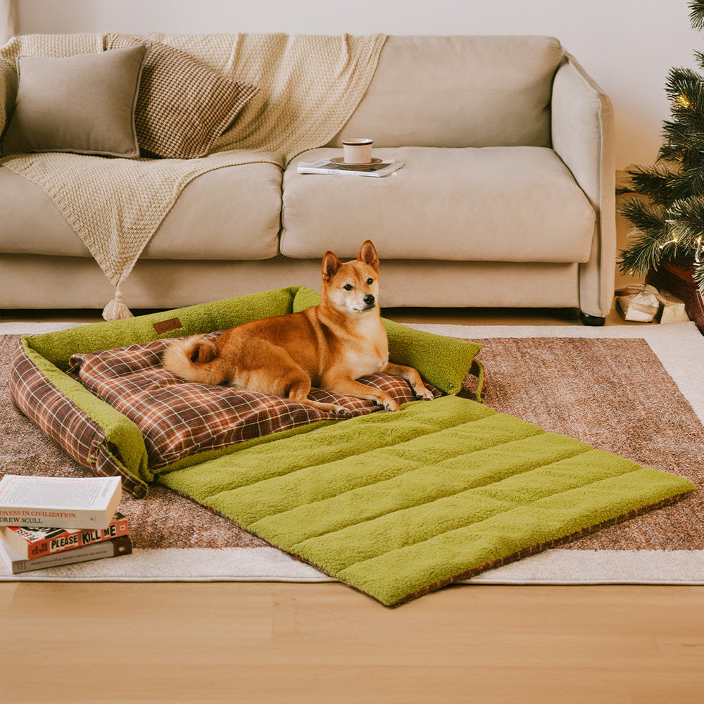 Große waschbare Vintage-Tartan-Klappdecke für Hunde – Avocuddle