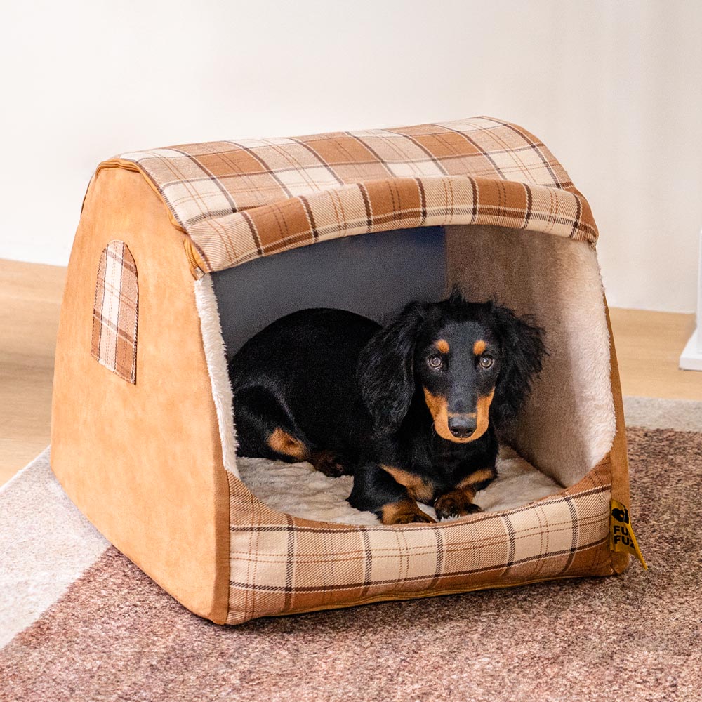 Klassisches orthopädisches Hundebett von Plaid House – warmer Rückzugsort