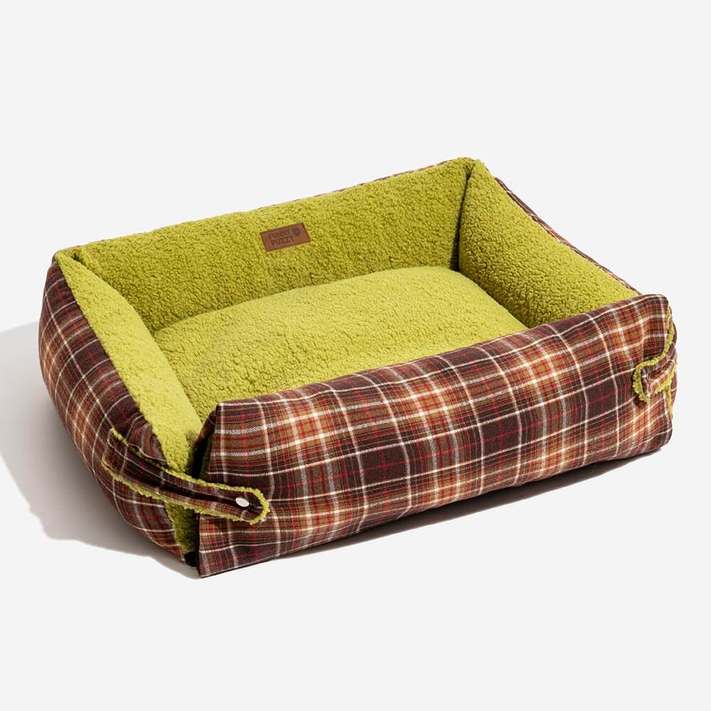 Grands lits pour chiens à couverture pliante en tartan vintage lavable - Avocuddle