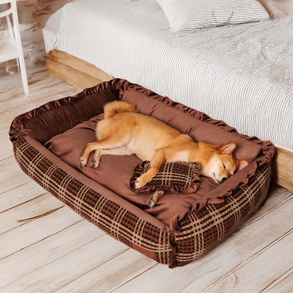 Klassisches, luxuriöses, waschbares, gemütliches Hundekissenbett mit Blumenmuster – Bliss Napper