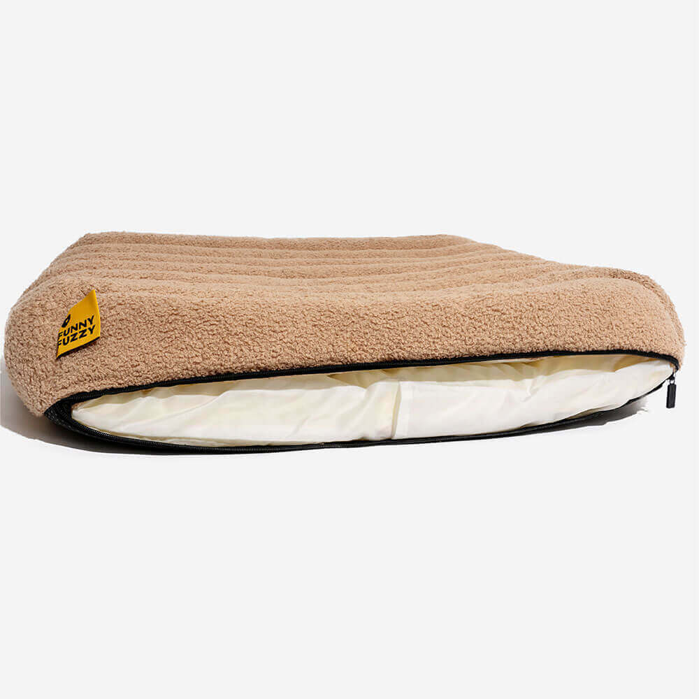 Large Washable Creamy Cozy Flat Dog Beds - Cheesecake