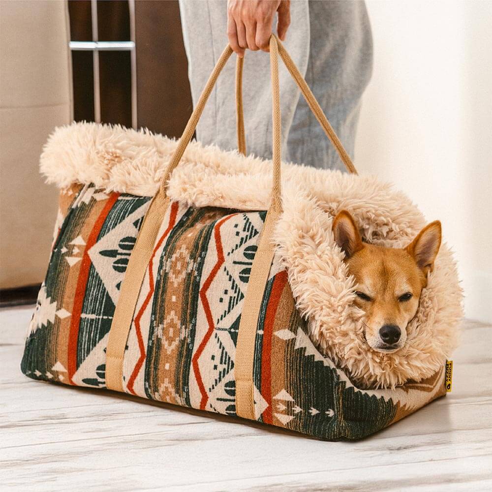 Large Reversible All-Season Indie Boho Pet Carrier and Dog Snuggle Sleeping Bag - Wondernap