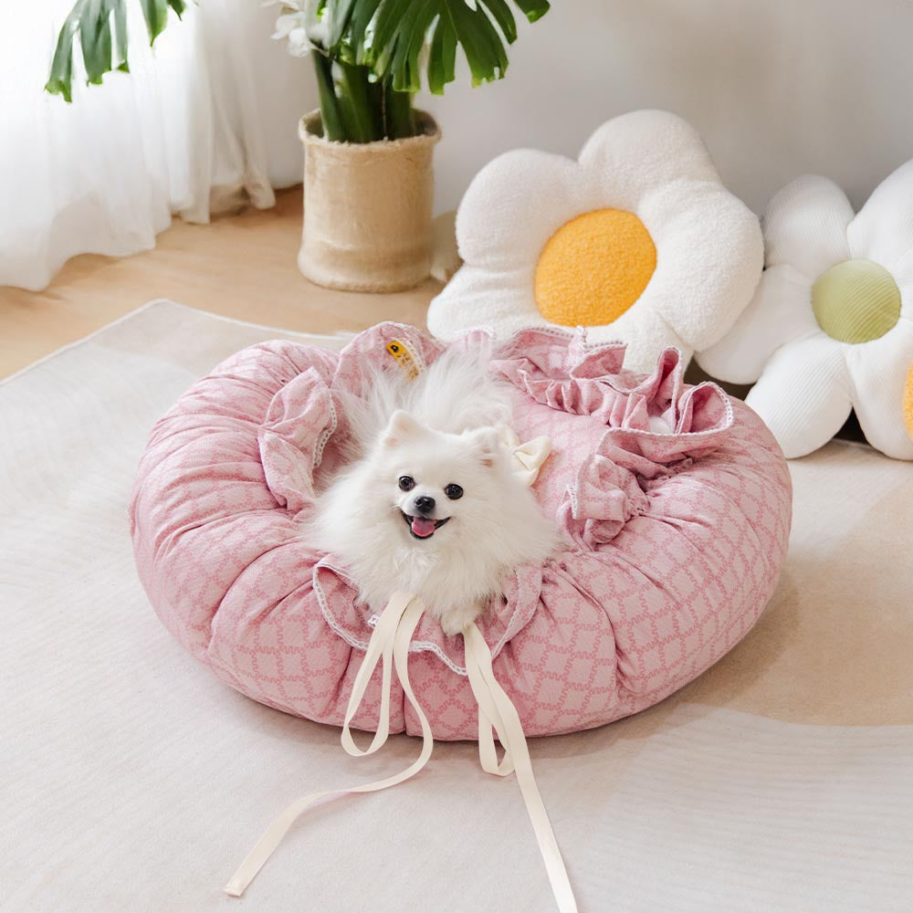 Drawstring Washable Multifunctional Round Pet Bed Mat - Floral Night Napper