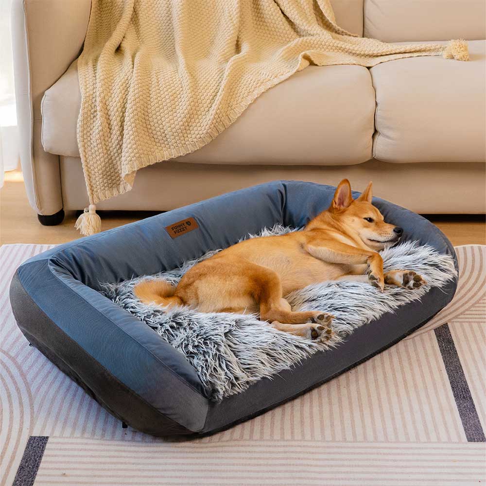 Großes, waschbares, flauschiges, gemütliches Hundesofabett – Denim Cowboy