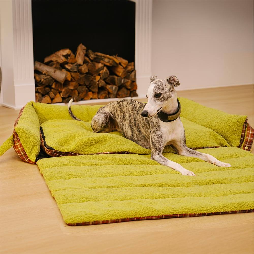 Grands lits pour chiens à couverture pliante en tartan vintage lavable - Avocuddle