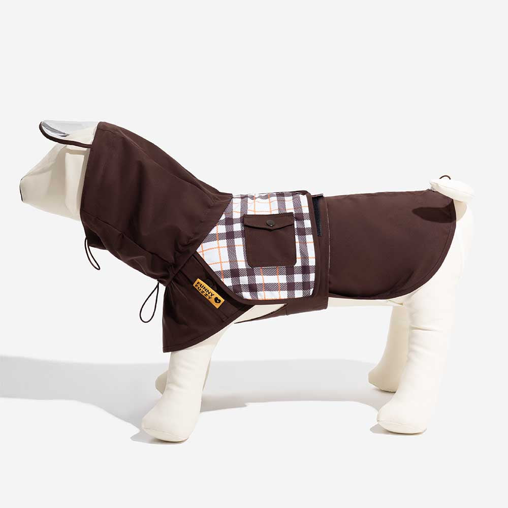 Waterproof Vintage Plaid Adjustable Dog Raincoat - All-Weather Protection