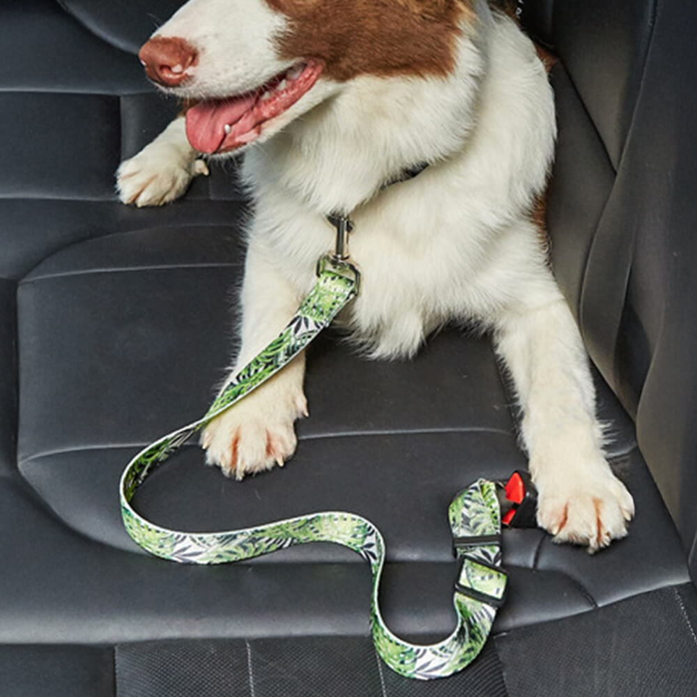 Adjustable Printed Nylon Dog Leash Pet Car Seat Belt