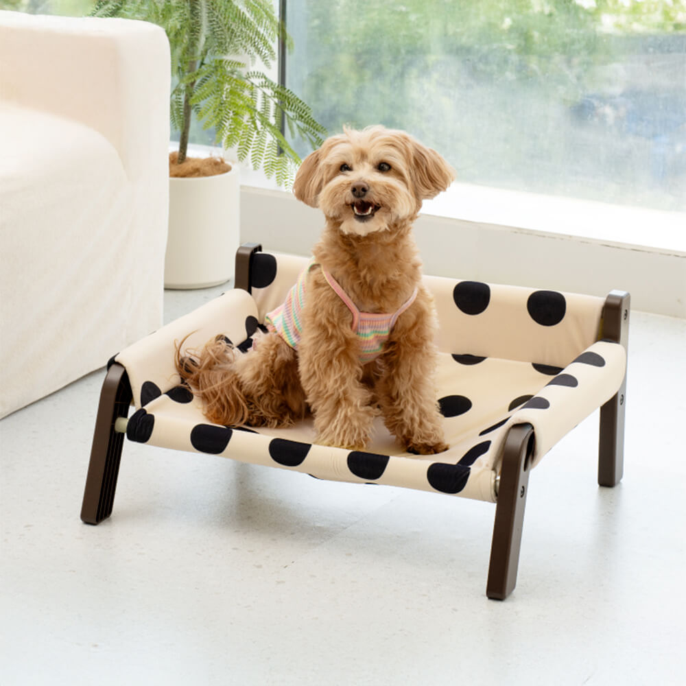 Frosted Suede Polka Dot Elevated Dog Bed