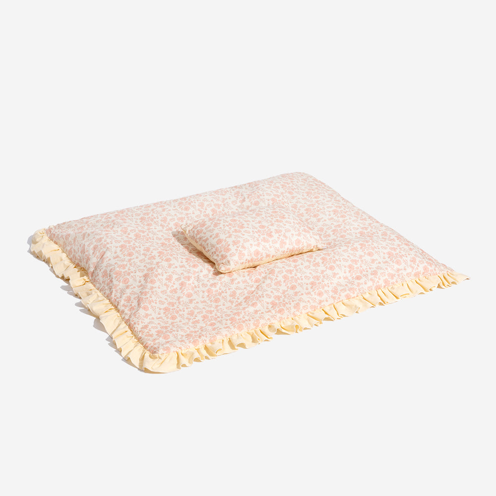 Cama ortopédica floral para cães Cama calmante para animais de estimação com travesseiro