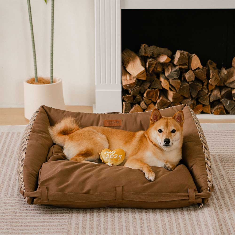 Striped Natural Folding Washable Mat Sofa Dog Bed - Mocca Pup Lounger