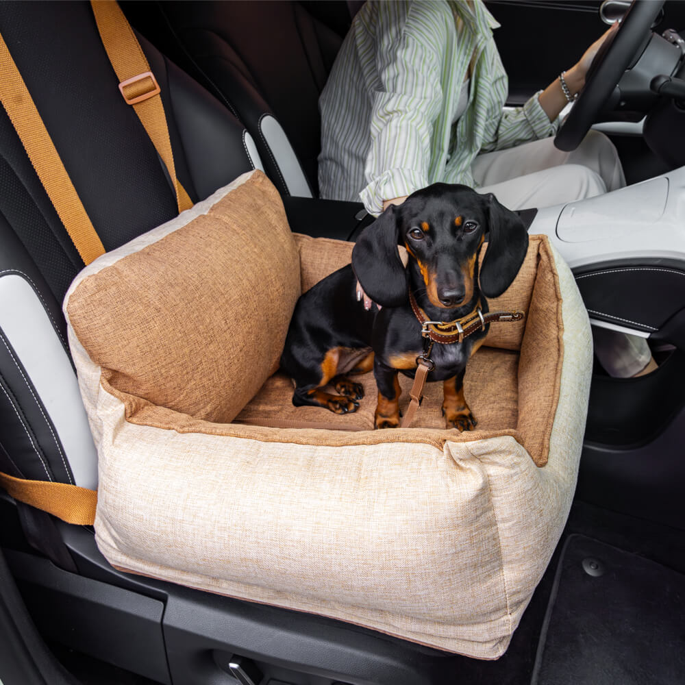 Lit de siège de voiture pour chien de sécurité imperméable à l'eau café clair