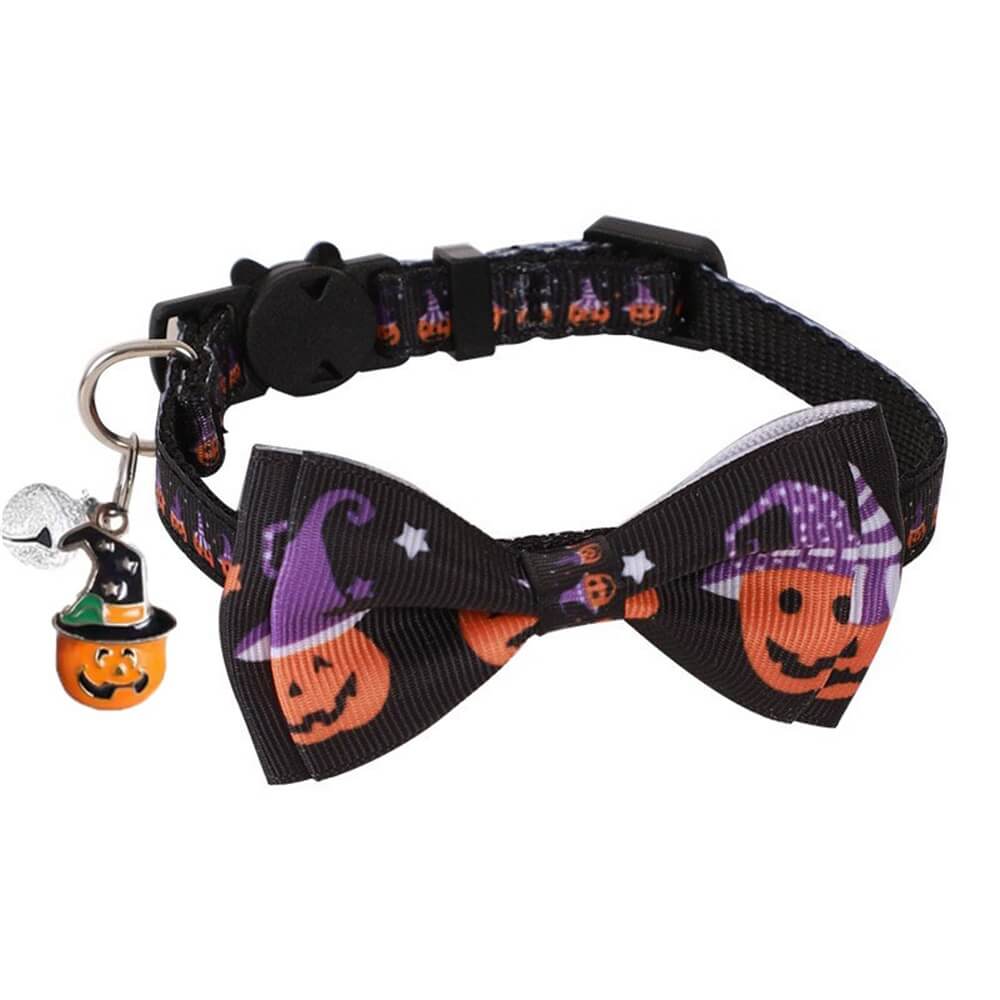 Halloween-Haustierhalsband mit Schleife und Glöckchen