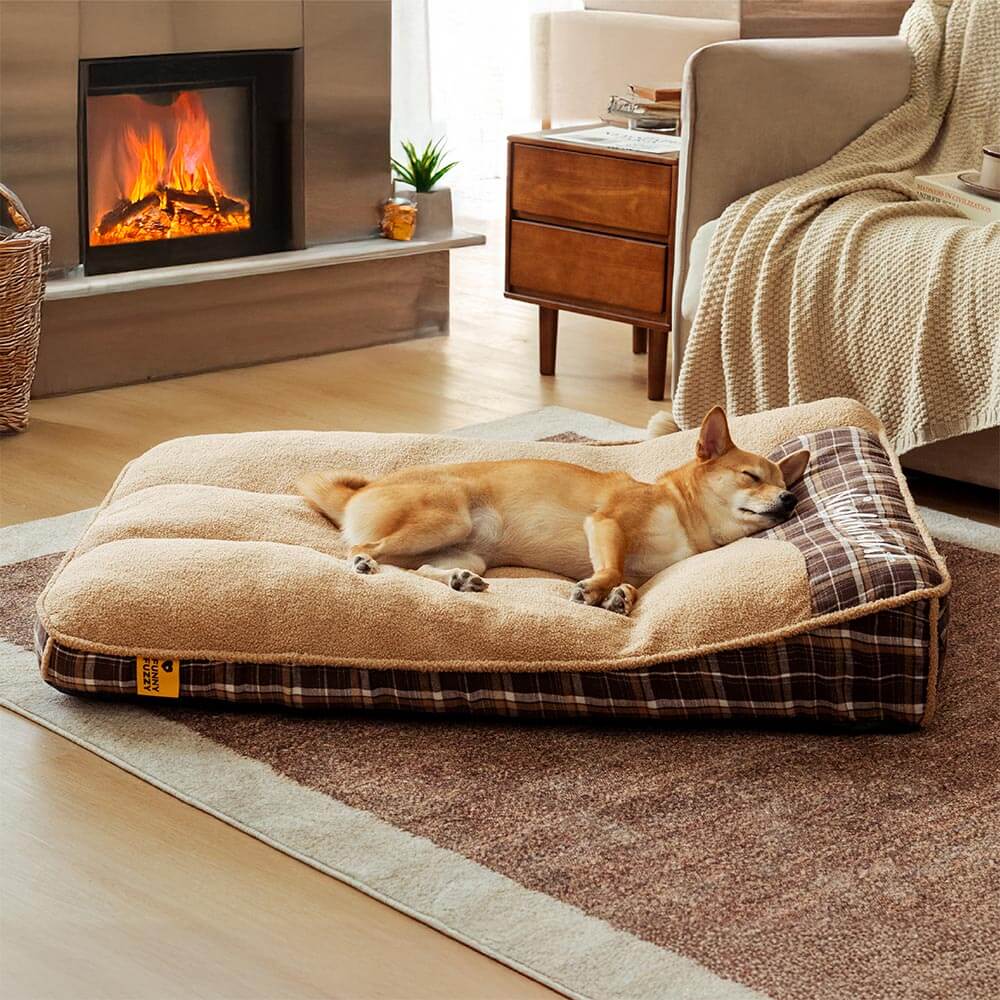 Extra Large Washable Teddy Fluffy Rectangle Dog Bed - Night-night