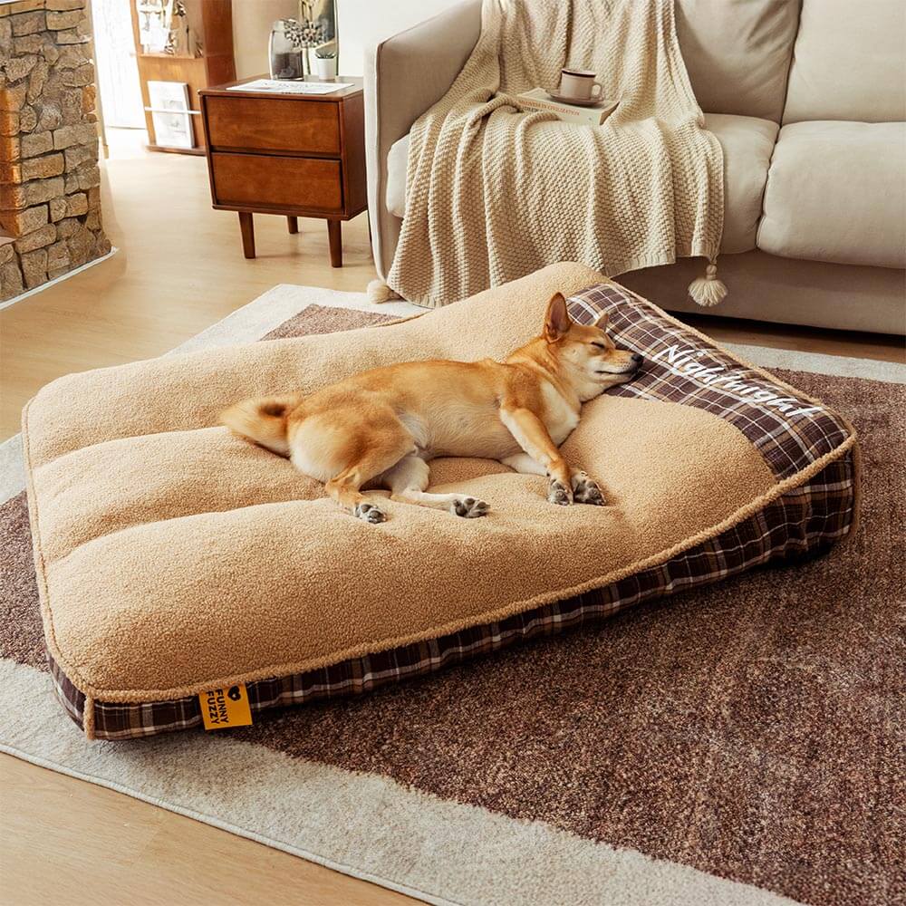 Extra Large Washable Teddy Fluffy Rectangle Dog Bed - Night-night