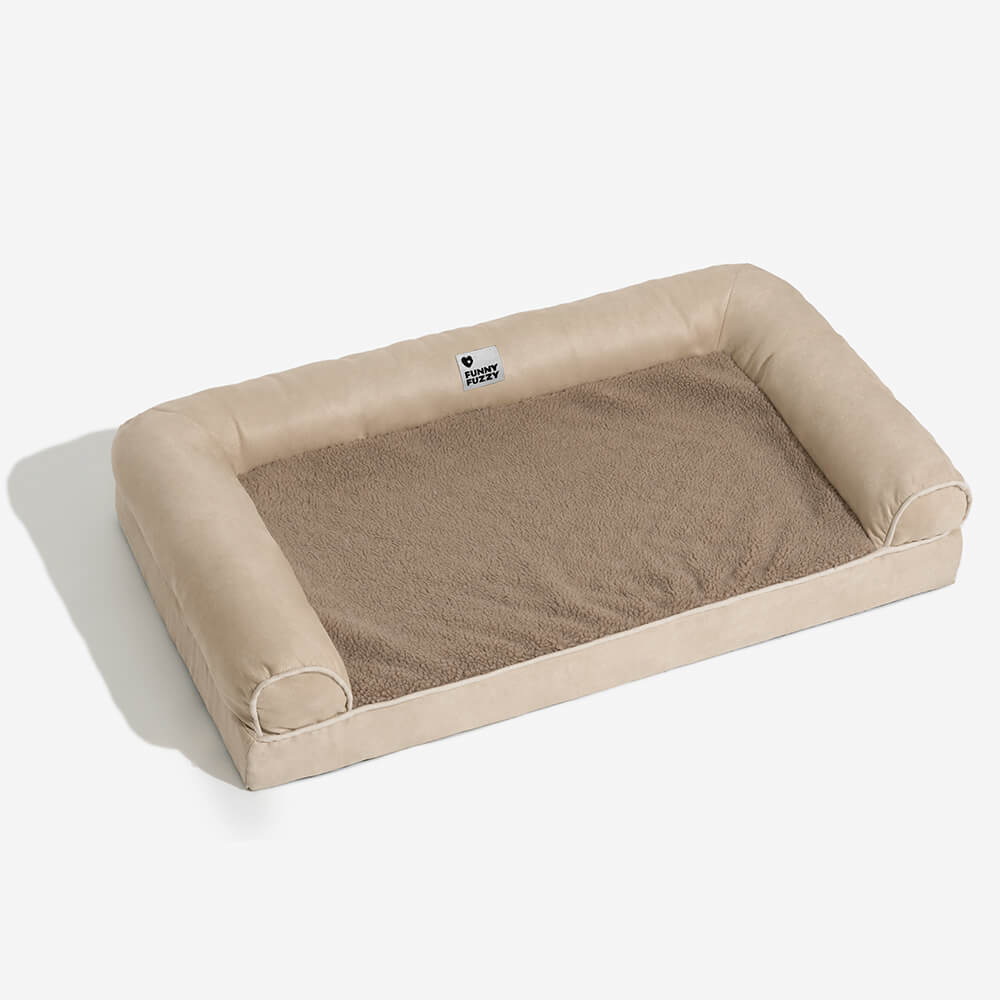 <tc>Cama ortopédica para perros de gran soporte en ante de lana sintética</tc>