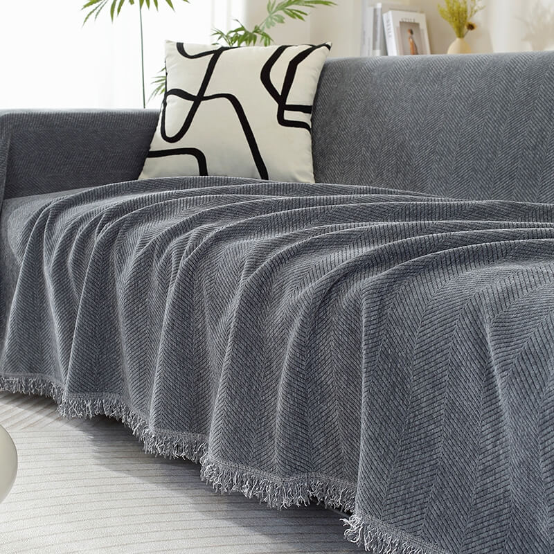 Chenille-Decke, Herringbone-Quasten-Couchbezug