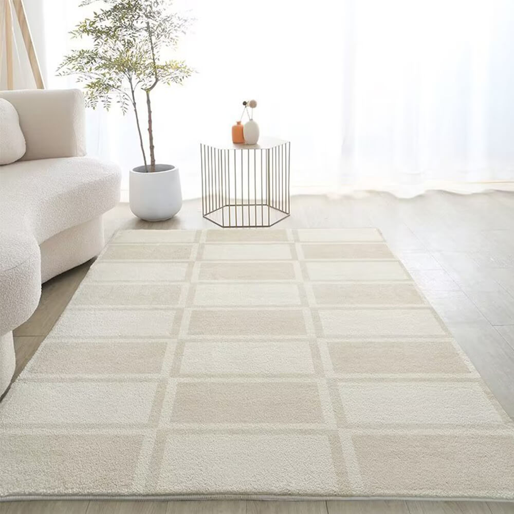 Tapis de maison en faux cachemire de style moderne et simple à carreaux