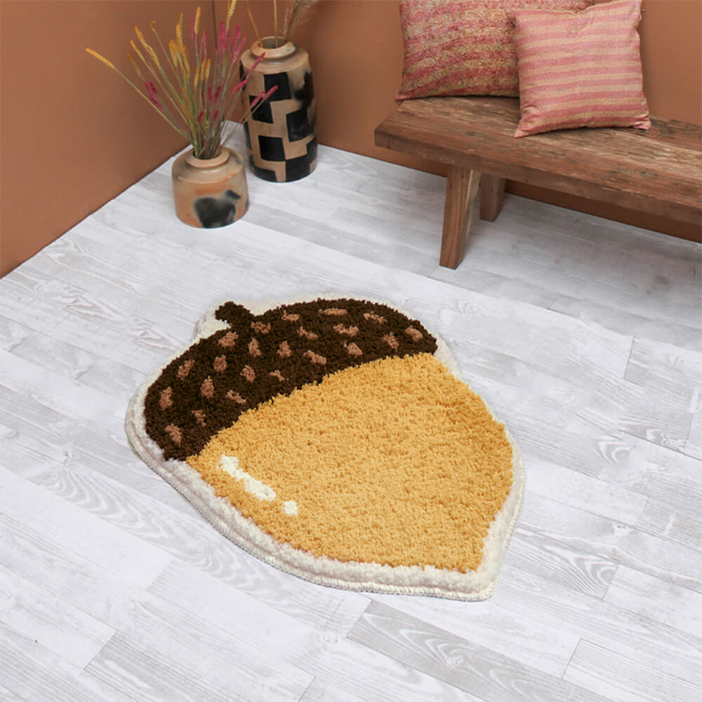 Tapis décoratif multifonctionnel en forme de pomme de pin, antidérapant, pour la maison