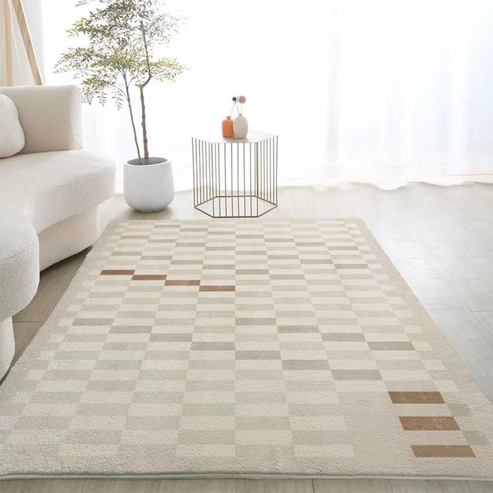 Tapis de maison en faux cachemire de style moderne et simple à carreaux