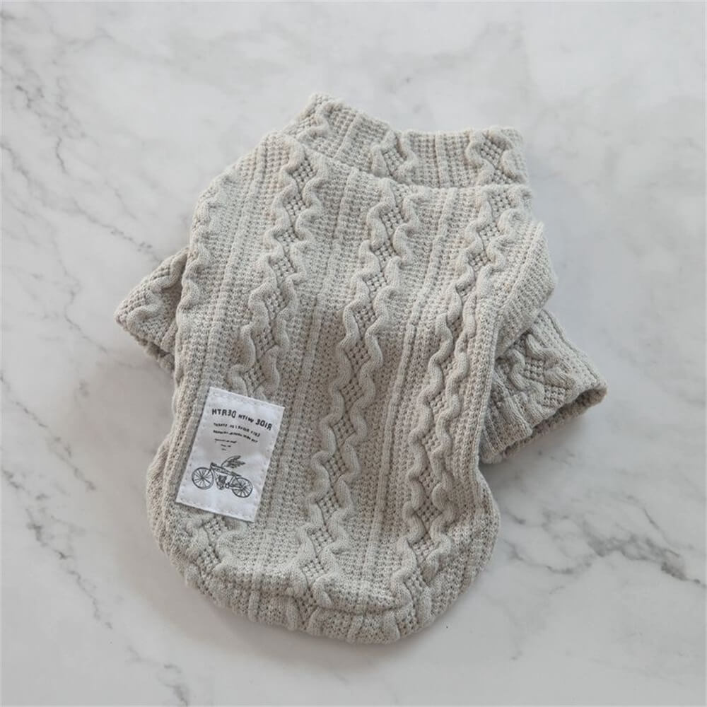 Pull pour chien en tricot torsadé confortable et élégant – Parfait pour les journées froides