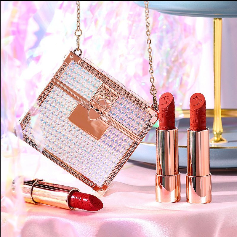 Velvet Matte Lipstick Set with Glamour Chain Pouch