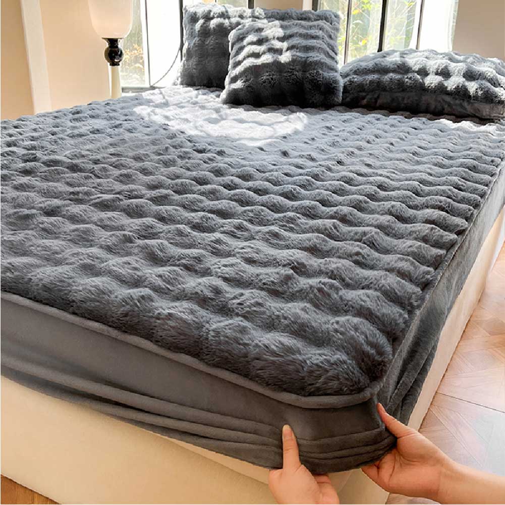 Housse de matelas drap-housse chaude et douce pour la peau en peluche