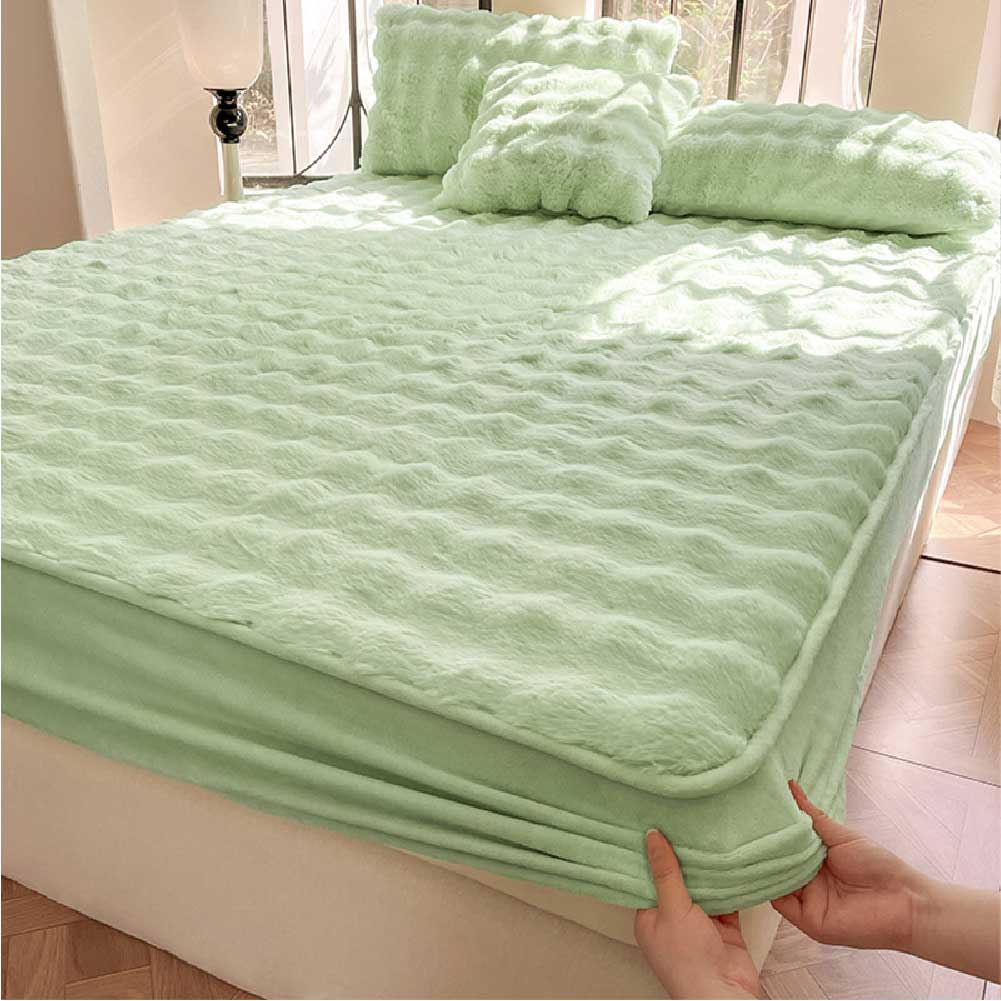 Housse de matelas drap-housse chaude et douce pour la peau en peluche