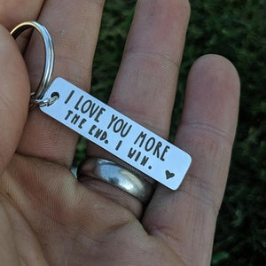 "I Love You More The End I Win"Funny Christmas Gift Keychain🎁-- A personalised gift for him/her💖