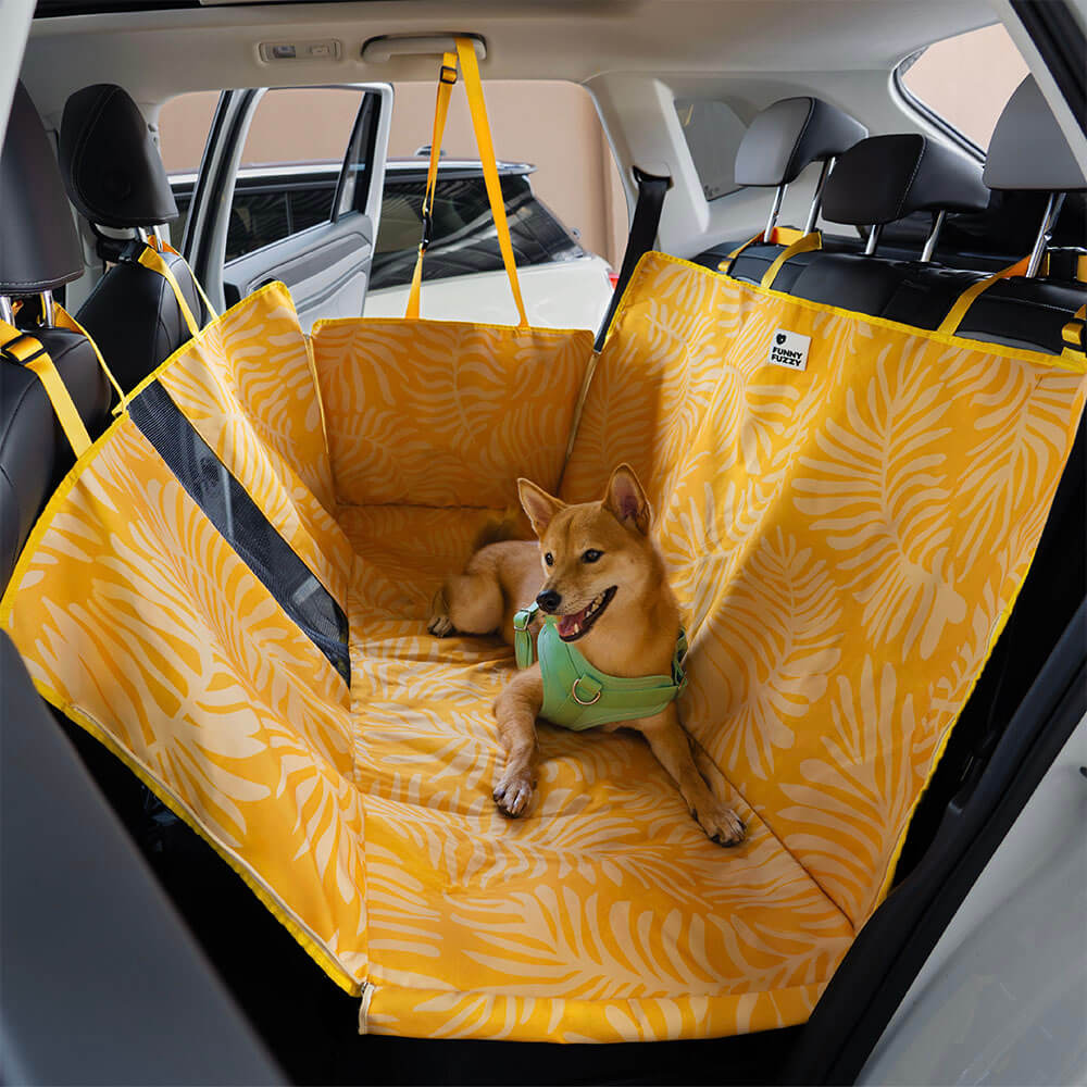 Areca Palm Print Housse de siège arrière de voiture imperméable pour chien – Charme tropical