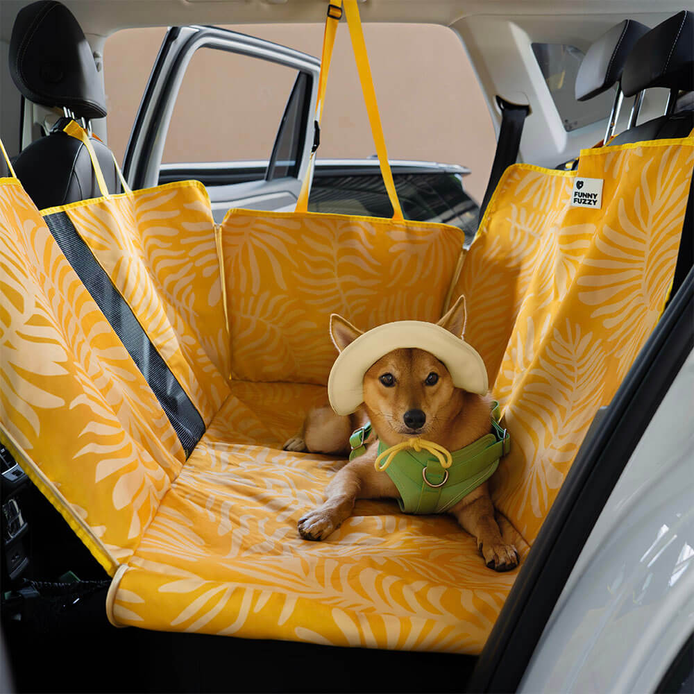 Areca Palm Print Waterproof Dog Car Back Seat Cover - Tropical Charm