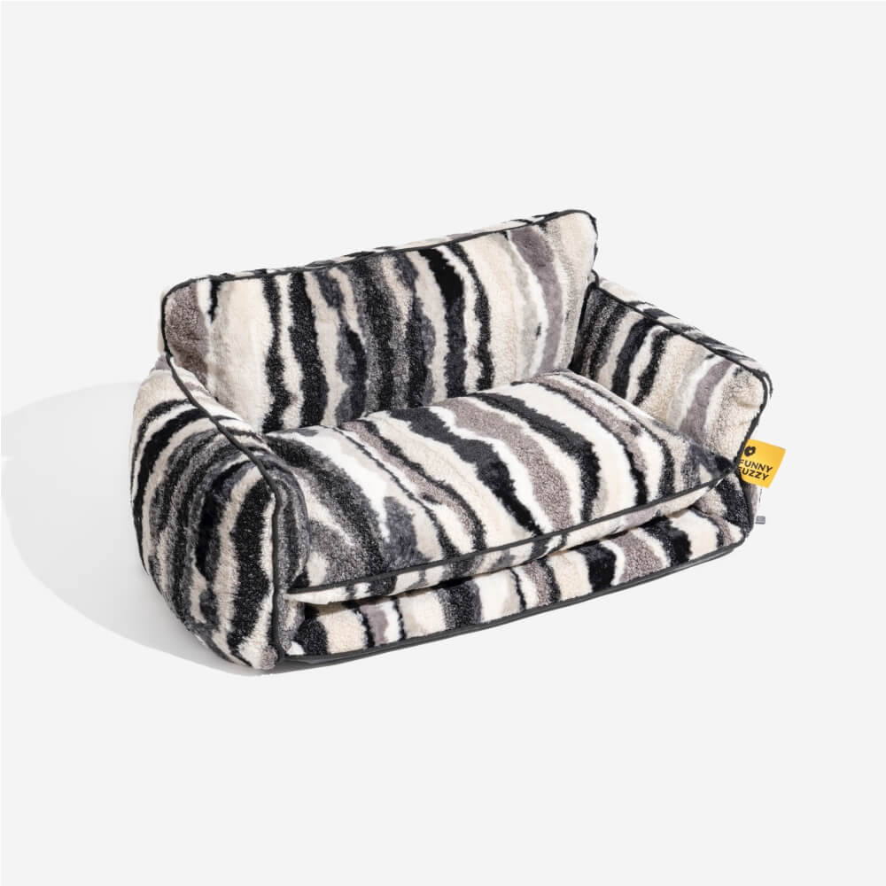 Bed Cover - Trendy Striped Faux Lambswool Double Layer Dog & Cat Sofa Bed