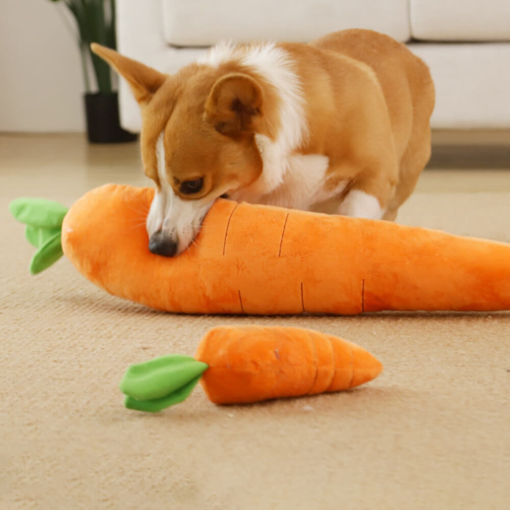 Juguete interactivo para perros de peluche con sonido de zanahoria