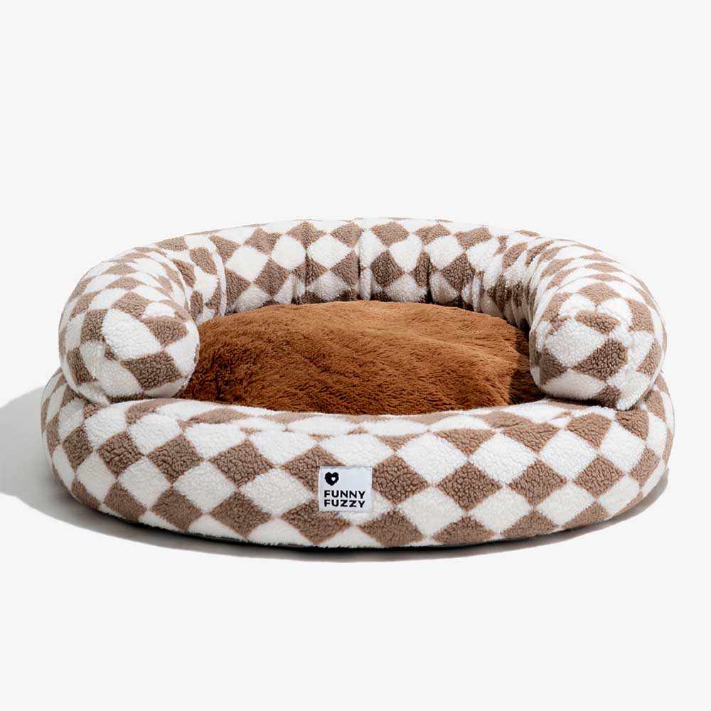 Klassisches, waschbares Donut-Hundebett mit Argyle-Muster – Cozy Haven