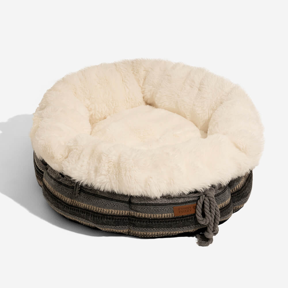 Classic Jacquard Plush Donut Dog Bed - Snuggle Den