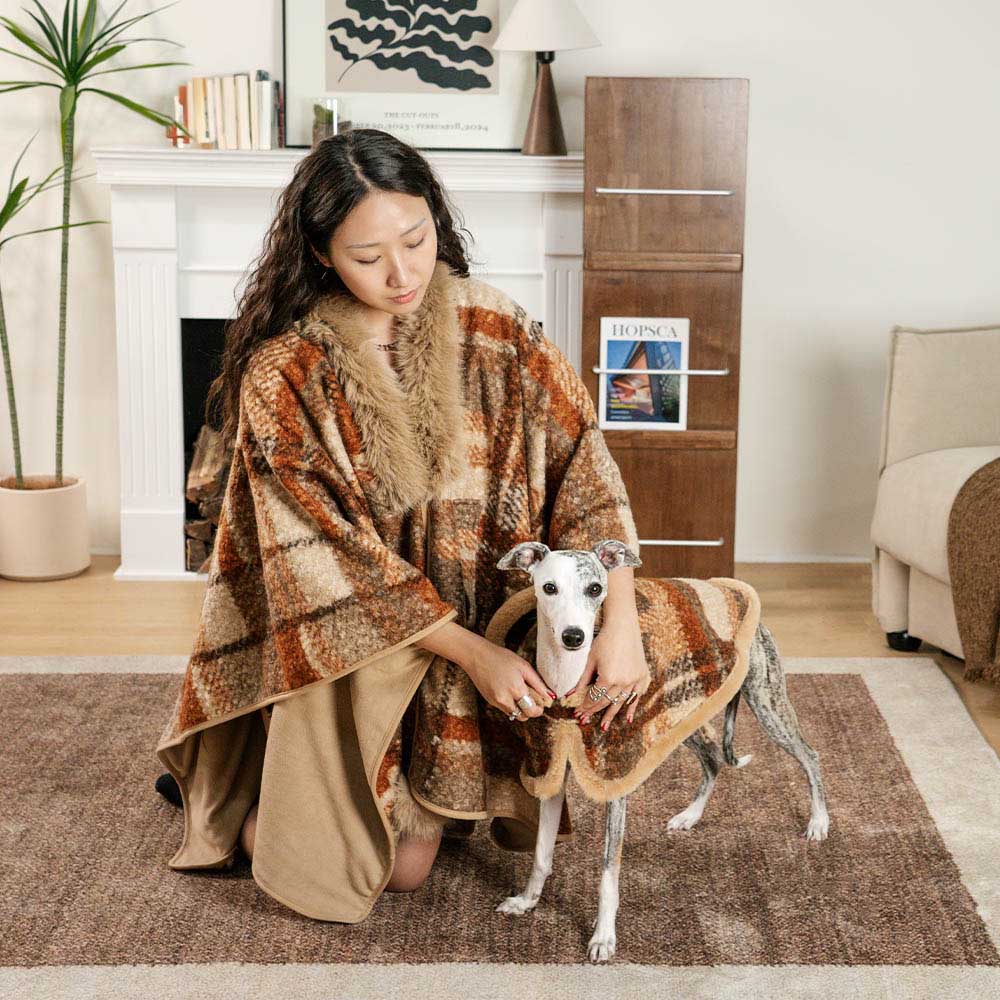 Classic Plaid Warmth Human & Dog Poncho - Festive Companions