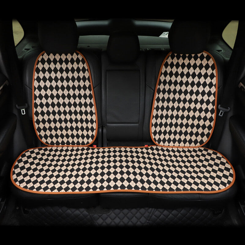 Classic Rhombus Color Matching Non-slip Front Car Seat Cover Full Set