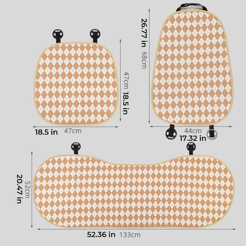 Klassischer, farblich passender, rutschfester Autositzbezug vorne im Rhombus-Design, kompletter Satz